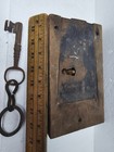 Large Antique Wood And Iron Box Rim Lock With Key - Video Of It Working
