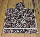 Vintage Kids Leopard Print Hooded Towel Poncho Handmade Cat Face Hood 90s