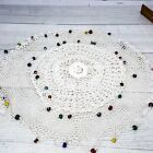 Vintage Handmade Cotton Lace 8  Doily Glass Beaded Jug   14  Bowl Cover - Set 2