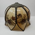 Tiffany Style Slag Glass Tulip Shaped Lamp Shade Floral Design 8 Panel 11 x8 