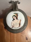 German  Antique 1900s  Beer Stein Mug Nude Girl  With Pewter Lid H-9   