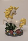 Vintage 1980   s Ceramic Unicorn Flower Base Figurine Statue Hand Painted Mystical