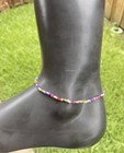 Multi-color Glass Beads Stretch Ankle Bracelet