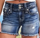 Hme  Cut-off Distressed Denim  Shorts Size L 12 14 32 34 Waist Free Shipping 