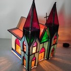 Vintage Tiffany Style Stained Glass Cathedral Church Christmas Tabletop Decor 