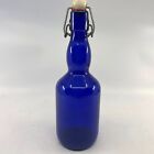 Cobalt Blue Glass Bottle 9    Tall With Wire Bail Swingtop Stopper Decorative