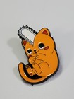 Orange Cat With Chainsaw Head Lapel Pin