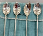 Tiffany   Co Sterling Silver 925 Leaf Straws Spoons Mint Julep Set Of 4 Jul08
