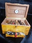 Thompson   Co 1915 Large Cedar Humidor Cigar Box With 2 Keys 12 Cigars   Extras