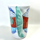 Vtg Italian Kissing Fish Pitcher Teal Fin Handle Hand Painted Vietri Desuir Evc