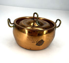 Vintage Mini Copper Pot With Lid Brass Handles Made In Portugal Doll House Fun