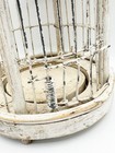 Vintage White Wood Wire Bird Cage 14  X 6  Rustic Shabby Chippy Round Birdcage