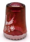 Vintage Red Glass Etched Love Birds Made In Western Germany Thimble