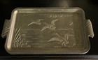 Vintage Mcm Hammered Aluminum Trinket Tray W  Embossed Scene    ducks In Flight 
