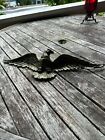 Vintage Cast Iron Bald Eagle Americana Folk Art Military Patriotic Black Gold