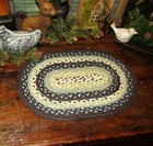Primitive Antique Vtg Style 10 x15  Braided 100  Jute Candle Mat Oval Trivet 312