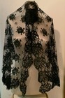 Lot Of Lovely Antique Black Lace With Shawl Wrap Pieces Of Lace And Rolls