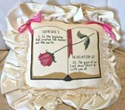 Wedding Handmade Cross Stitch Ring Bearer Pillow Christian Satin Lace