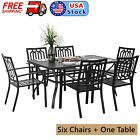 7pcs Outdoor Patio Furniture Sets Party Bistro Metal Dining Table Chairs Sets