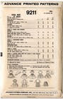 1950s Vintage Advance Sewing Pattern 9211 Cute 19 Inch Little Girl Doll Clothes