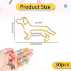 30 Pcs Dachshund Shaped Paper Clips Cute Small Paper Clip  Metal Card Note File