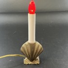 Vtg Brass Candle Night Light Lamp Clam Sea Shell Buffet Table Hollywood Regency