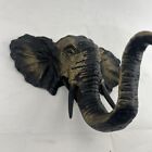 Unique Cast Iron Gold black Elephant Wall Hanging Decor Heavy Hook 9x9x8   