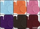 3pc Bathroom Set Rug Contour Mat Toilet Lid Cover Plain Solid Color Bathmats