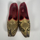 Persian Middle Eastern Gold Embroidered Leather Handmade Curled Toed Shoes
