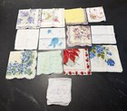 Lot Of 13 Vintage Hankies Handkerchiefs Floral Embroidered Crochet Scalloped