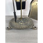 Vintage Brass Cast Iron Fireplace Tool Set Ornate Victorian Hearth 4 Piece Set