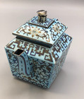 Vintage Asian Export Cloisonne Teapot  950 Fine Silver  5  Tall  Very Nice