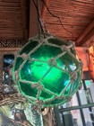 New Turquoise Glass Float W real Pufferfish Green Led Tiki Bar Decor Oceanic