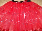 Child Size 4-6 Homemade Red Silver Sequins Tulle Tutu Skirt Dance Costume New