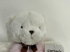Nwt Carters Girls White Bear Pink Brown Satin Lined Security Blanket Baby Rattle