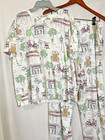 New Joyspun Womens Paris Pastry Coffee Pants Pajama Set White Many Sizes