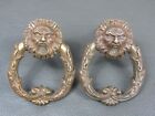 Pair Antique Ornate Cast Brass Bust Mask Furniture Handles Knobs Spare Parts
