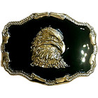 Belt Buckle American Eagle Western Style - Black And Silver - Made In Usa