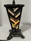 Vintage Art Deco Style Acrylic Slag Glass Table Lamp 14    Geometric Light
