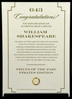 2025 Pieces Of The Past Pirates William Shakespeare Hand Written Document Relic