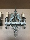 Antique Vtg Pair Nickel Brass Metal Interior Double Lions Wall Sconces 1047-26b