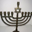 Vintage Hannukah Menorah Judaica Israel R c y   Brass Chanukah 10   