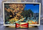 Vintage 1950s Budweiser Beer Lighted Sign With Duck Bird Hunter In Autumn