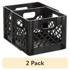 2 Pack  Juggernaut Storage 16qt Heavy-duty Plastic Square Milk Crate Black