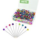 600pcs Sewing Pins Straight Pin For Fabric  Pearlized 600pcs Colorful Head Pins