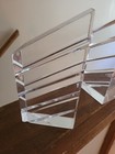 Vintage Mid Century Modern Lucite Acrylic Clear Bookends Op Art Astrolite Ritts