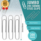 300 Pcs Large 2 Inch Jumbo Paper Clips Stainless Steel Silver For Office School