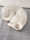 Vintage White Porcelain Sleeping Kitty Cat Figurine Trinket Knick Knack Decor