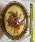 Vtg Wall Art Dried Flower Bouquet Convex Domed Glass Frame Belgium Cideart Style