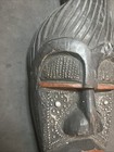 Vintage Marka Mali Tribal Mask Hand Carved Wood Brass Metal African Art 14 